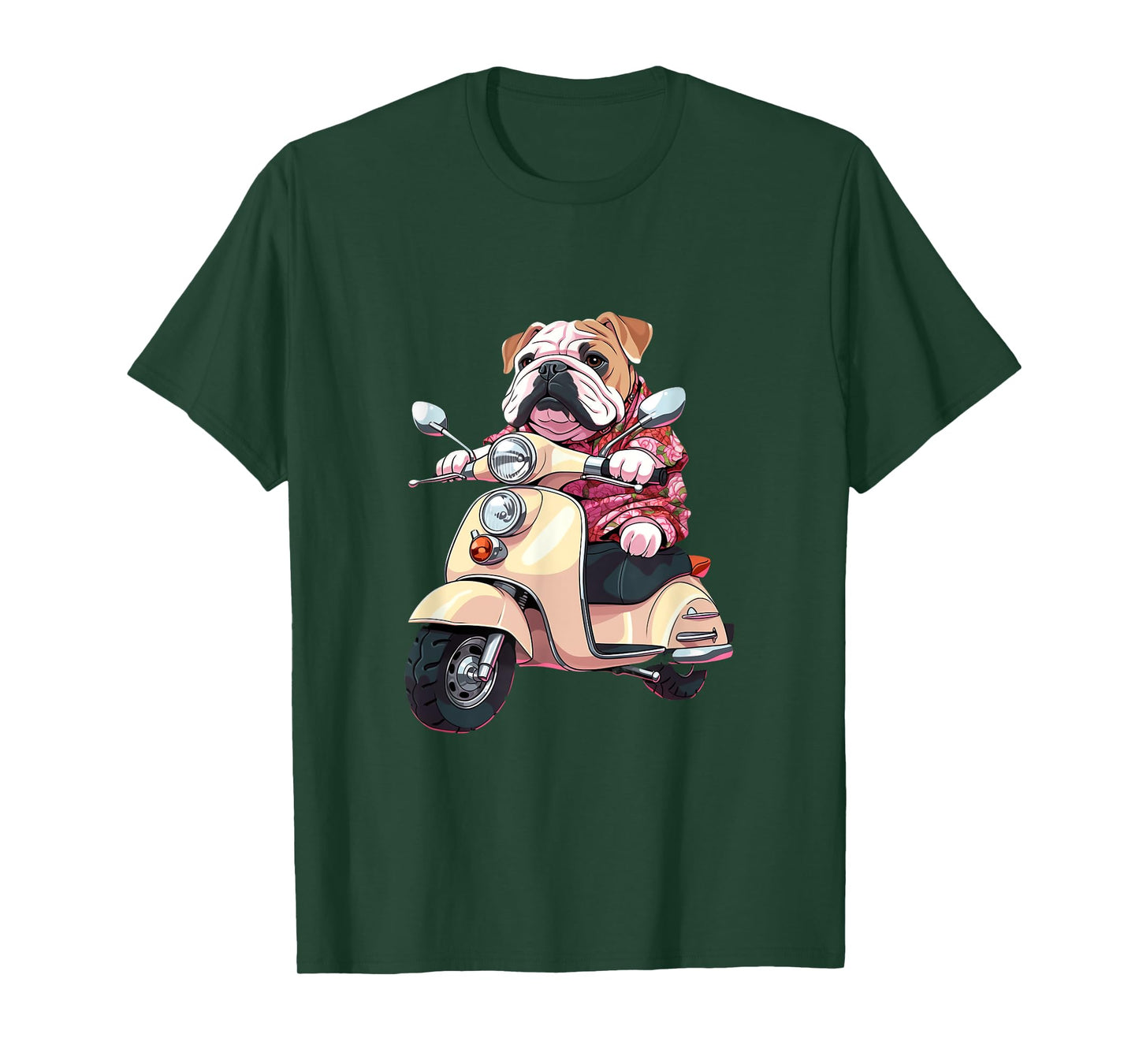 English Bulldog on Scooter Funny Motor Biker Moped Rider Dog T-Shirt
