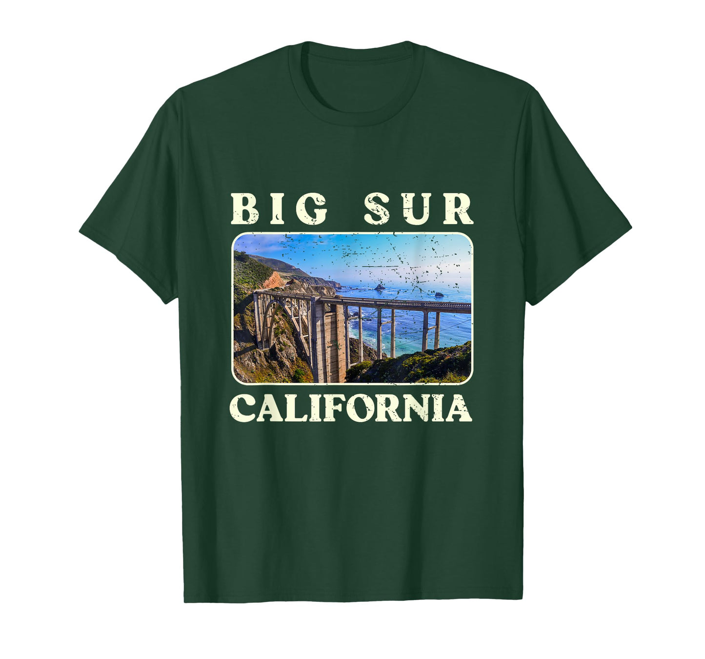 Vintage Bixby Bridge Landscape California Big Sur Travel T-Shirt