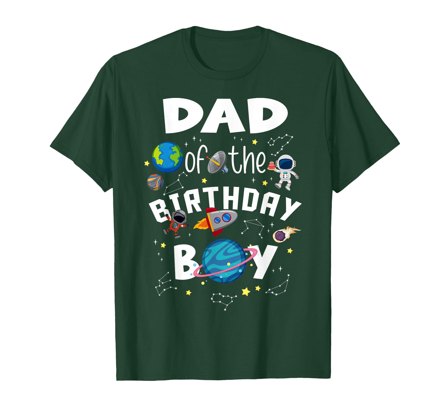 Birthday Boy Astronaut Party Look with Rocket and Stars for T-Shirt