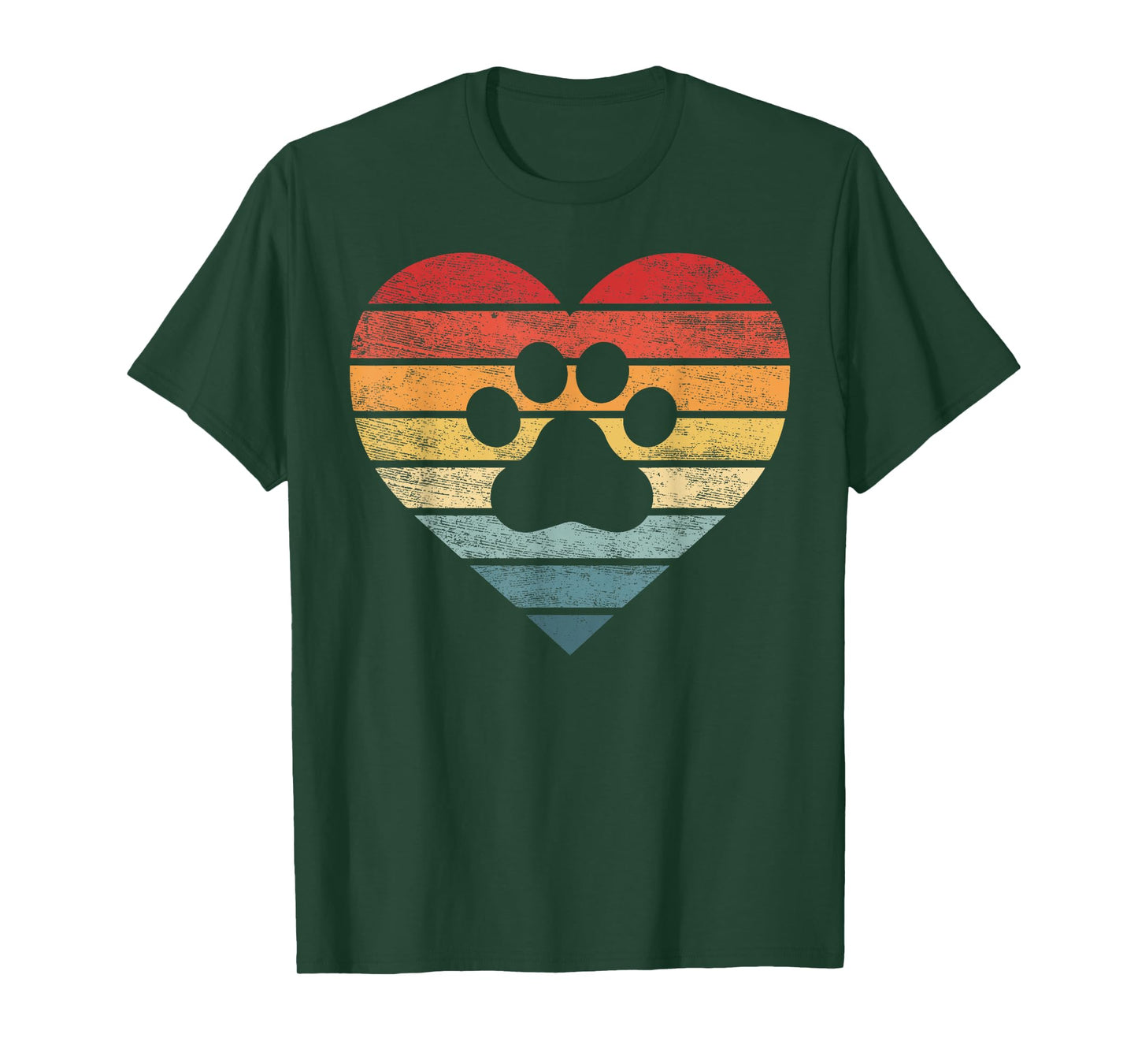 Veterinarian Vet Tech Retro Sunset Paw Print Dog Cat Lover T-Shirt