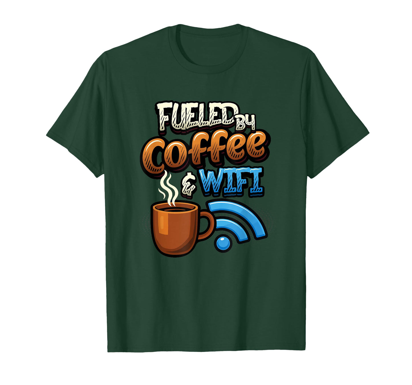 Home Office Humor Fueled by Coffee and WiFi Remote Worker T-Shirt