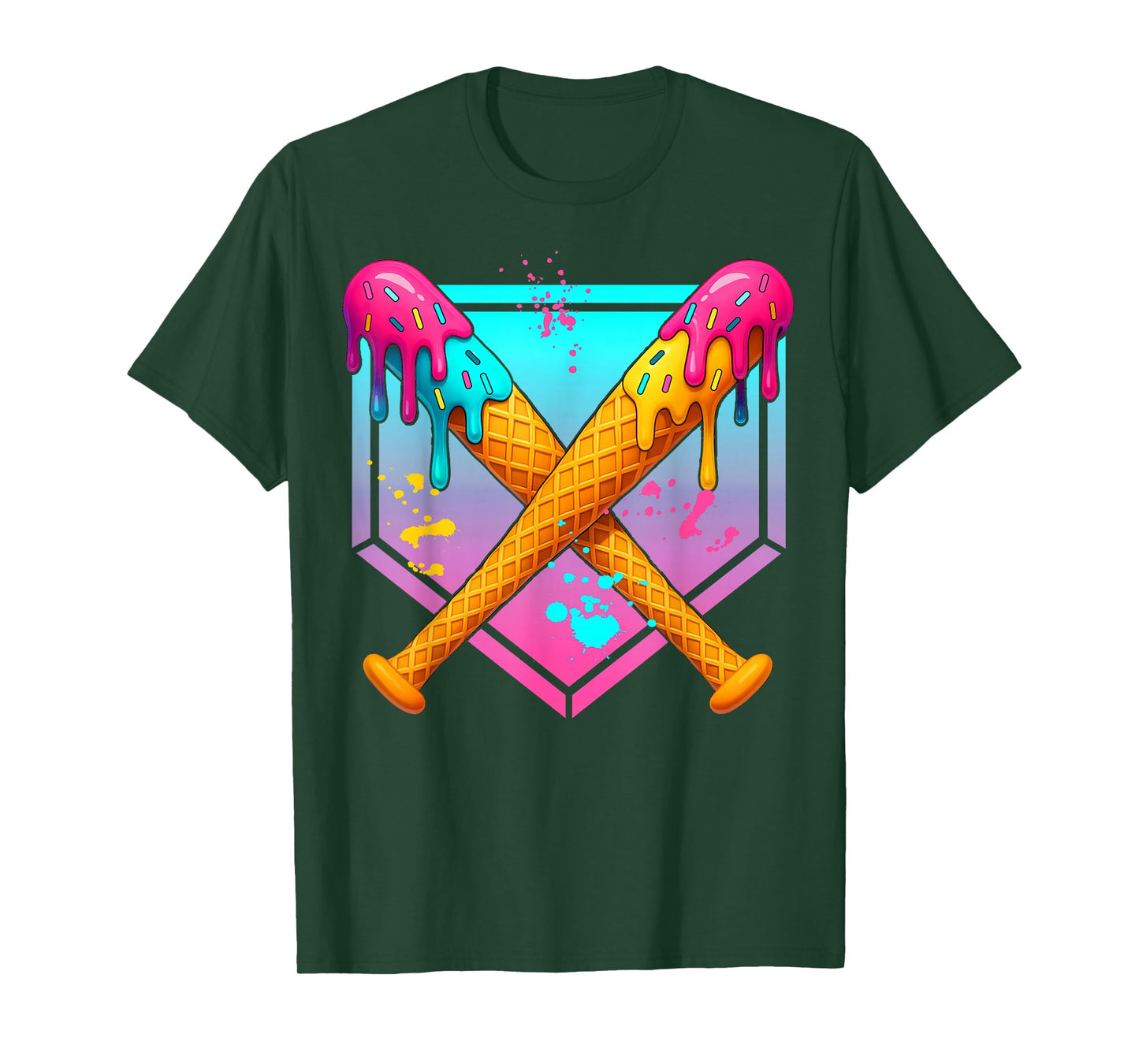 Baseball Drip Boys Ice Cream Youth Sweet Bat Home Plate T-Shirt