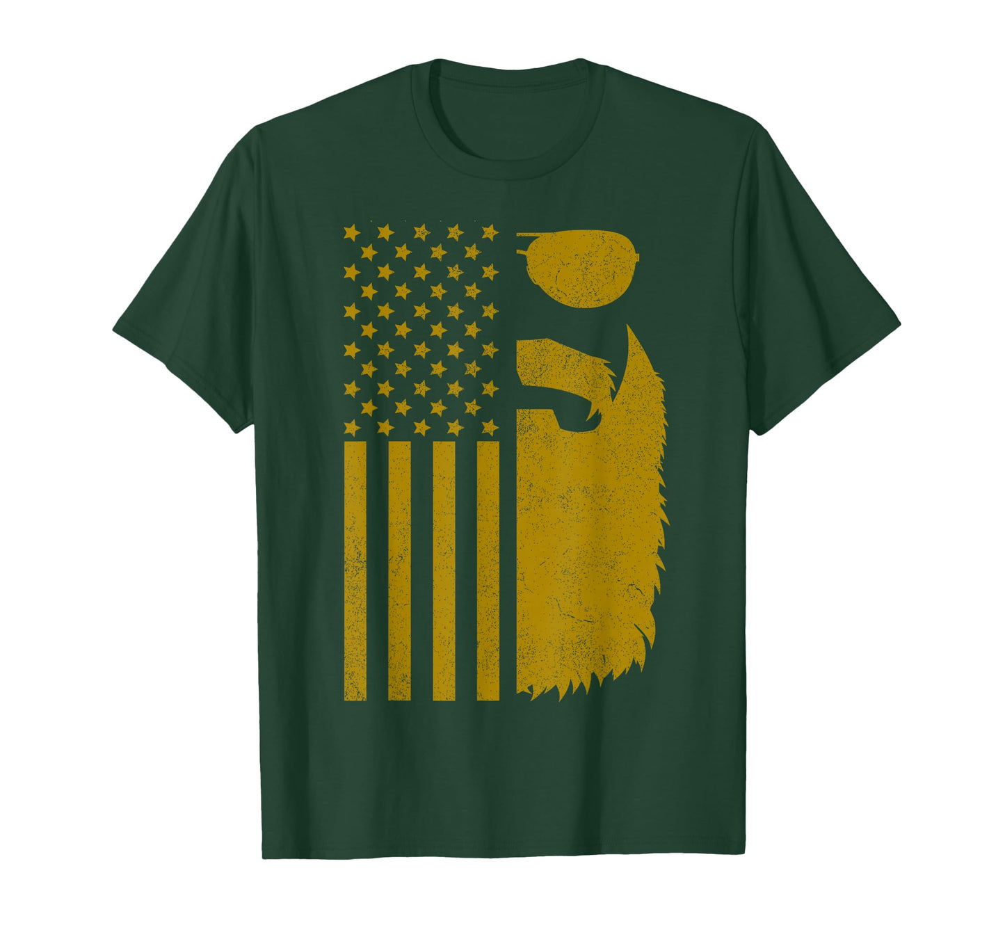 Patriotic US Flag Beard And Sunglasses For Men With Beards T-Shirt