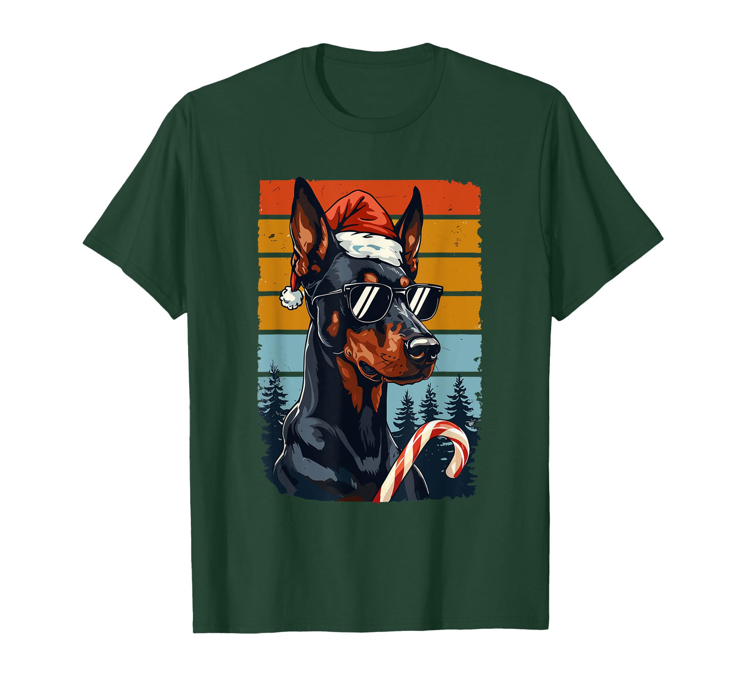 Funny Santa Hat Christmas Dobie Doberman Pinscher T-Shirt