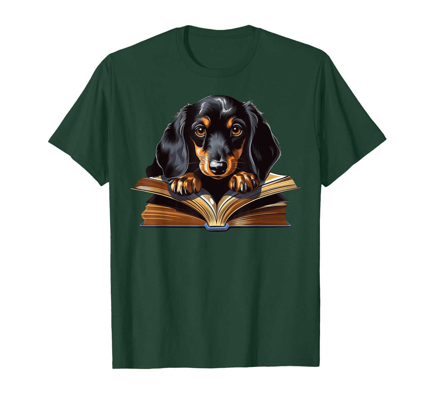 Dachshund Dog Reading Book Men Women Kids T-Shirt