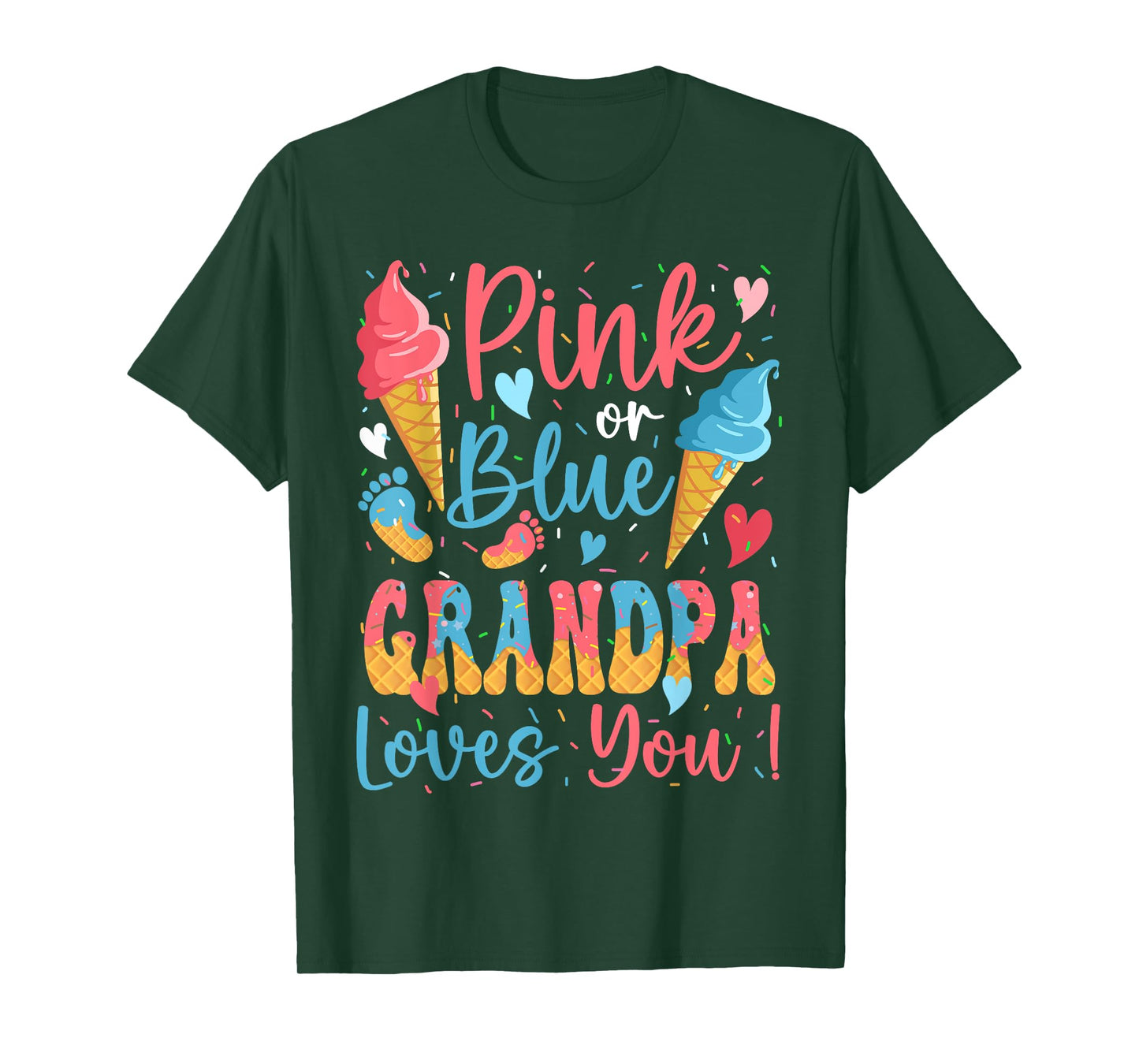 Pink or Blue Grandpa Loves You Ice Cream Gender Reveal T-Shirt