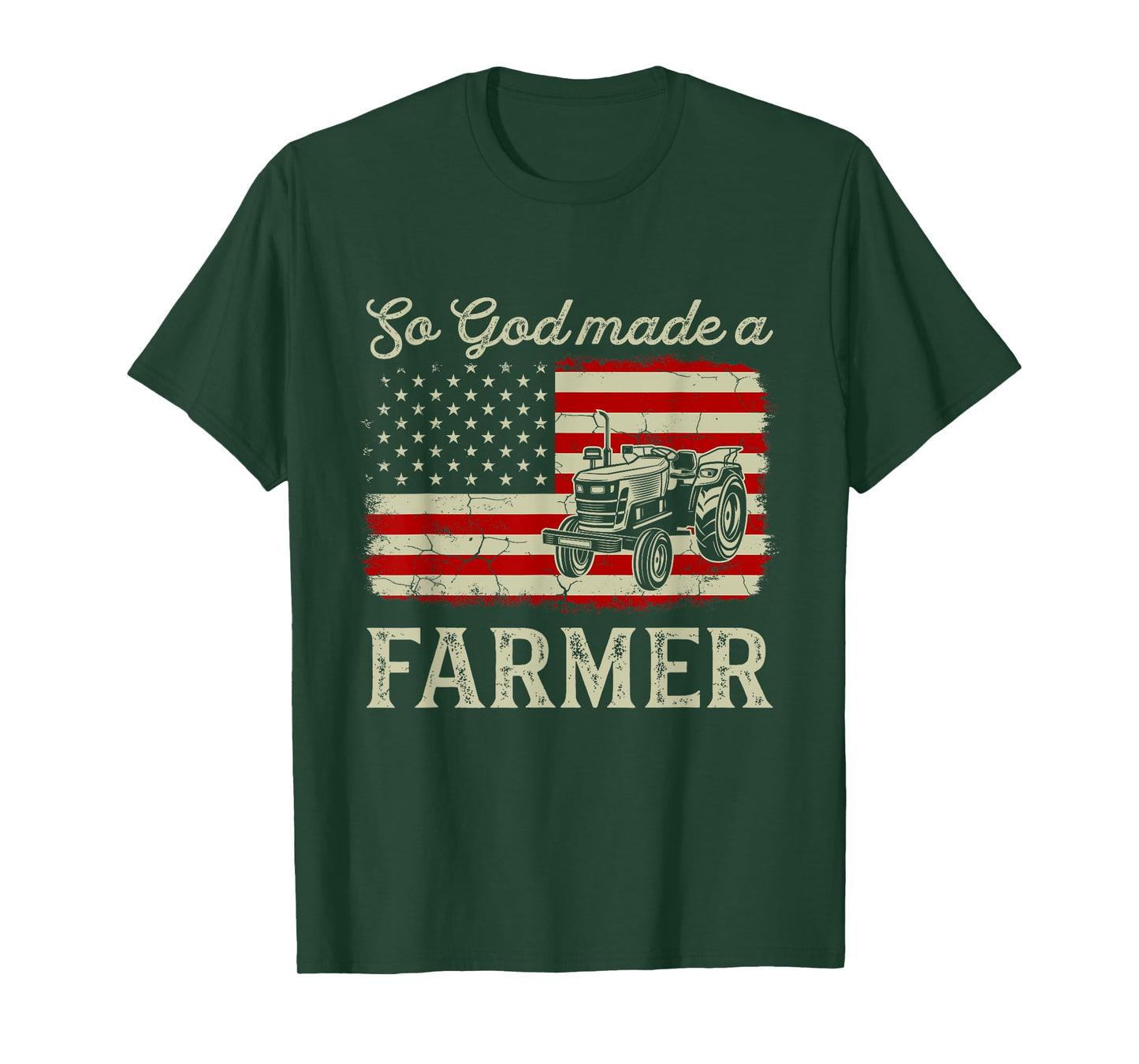 Vintage Old American Flag Patriotic So God Made A Farmer T-Shirt