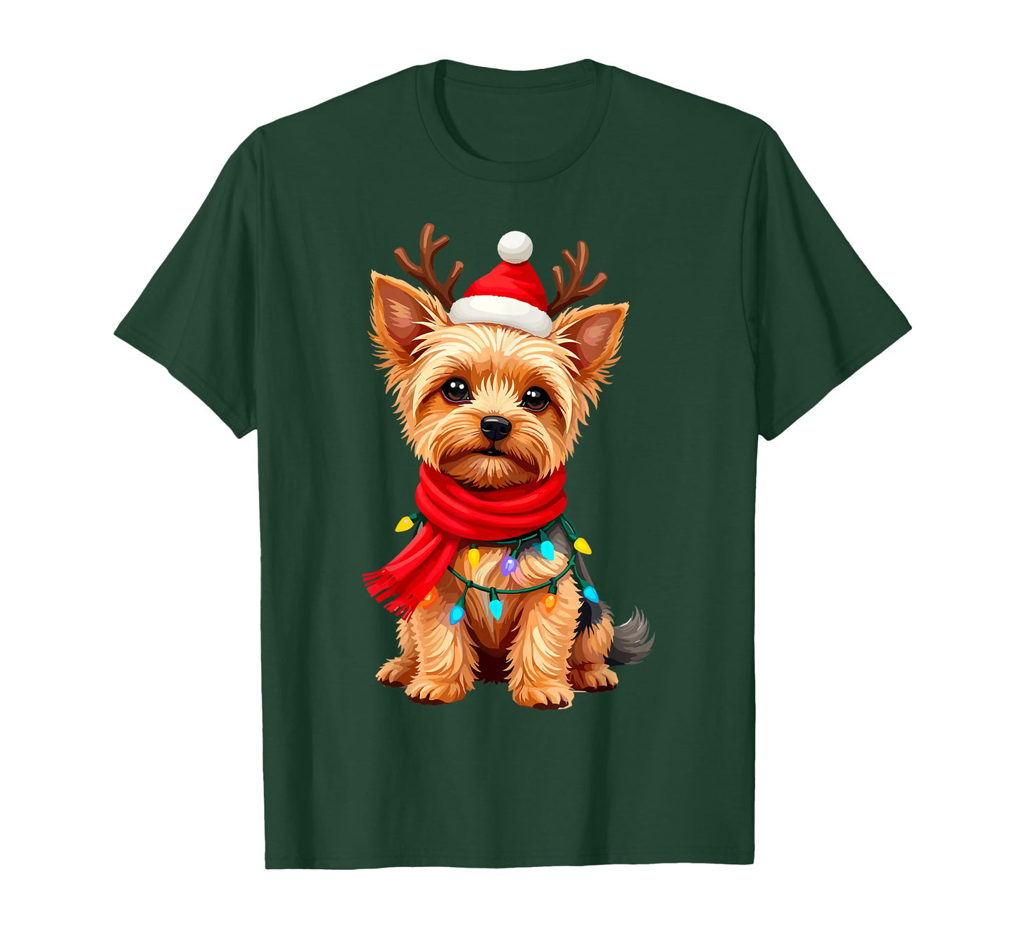 Yorkshire Terrier Santa Reindeer Christmas Yorkie Dog Lover T-Shirt for Men Women Kids