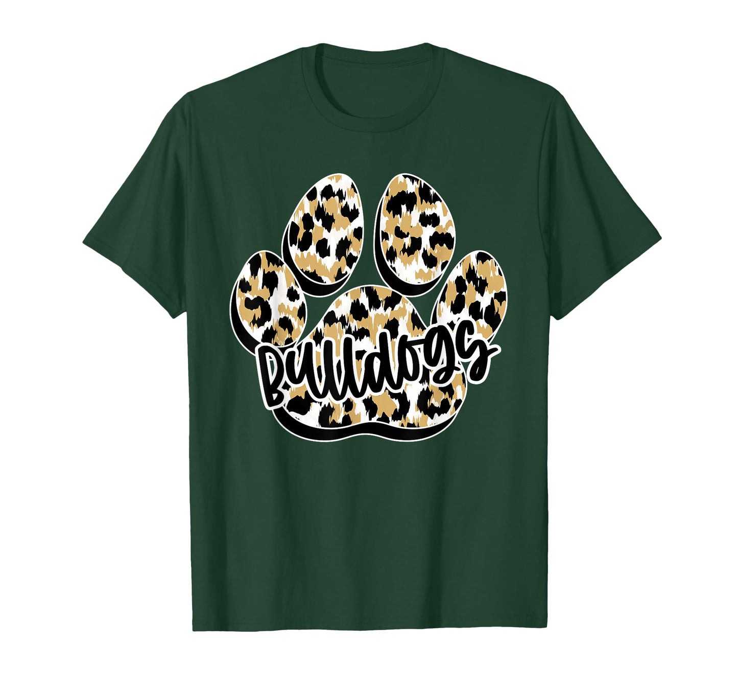 Gold Bulldogs Leopard Paw Print Leopard School Mascot T-Shirt
