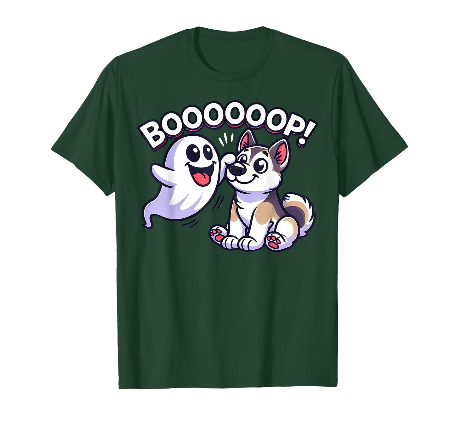 Funny Halloween Ghost Husky Dog Boop Silly Puppy Humor T-Shirt