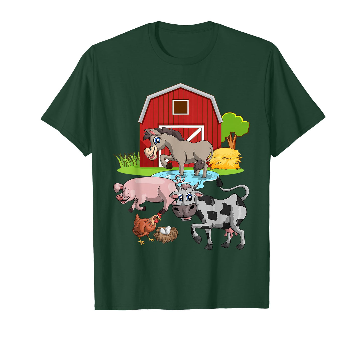 Donkey Pig Chicken Cow Agriculture Farm Animal T-Shirt