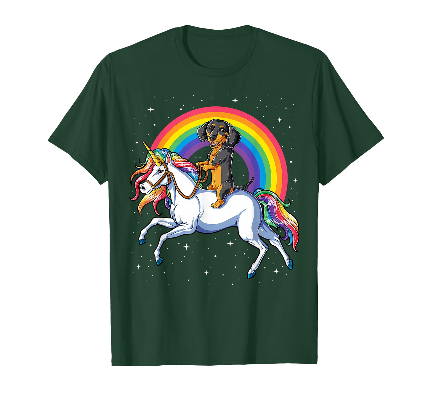Dachshund Unicorn Girls Space Galaxy Rainbow Dog T-Shirt