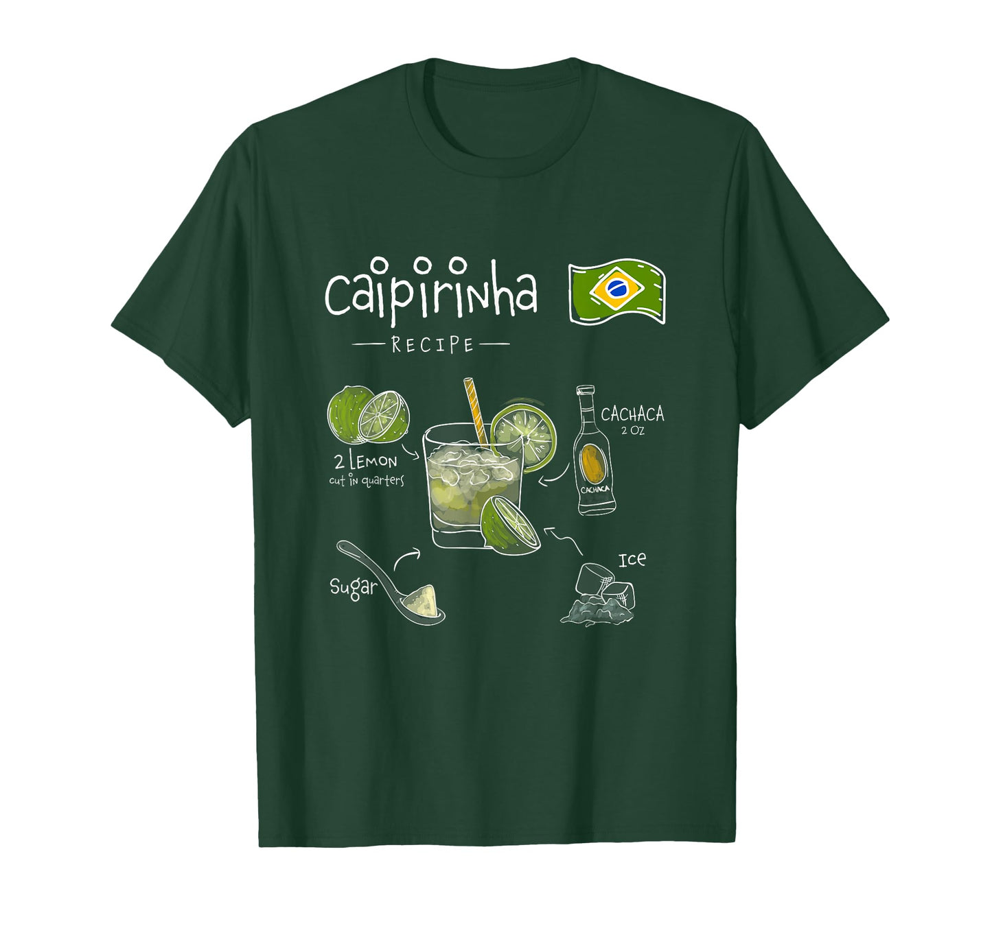 Caipirinha Brazilian Cocktail Classic Bartender Recipe T-Shirt