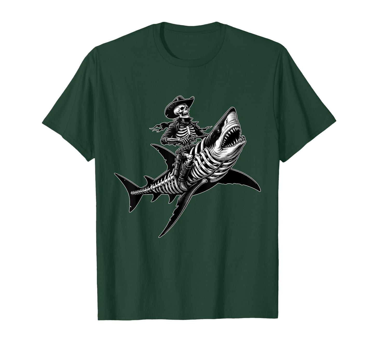 Rustic Skeleton Cowboy Shark Western Gothic Rodeo Goth Style T-Shirt