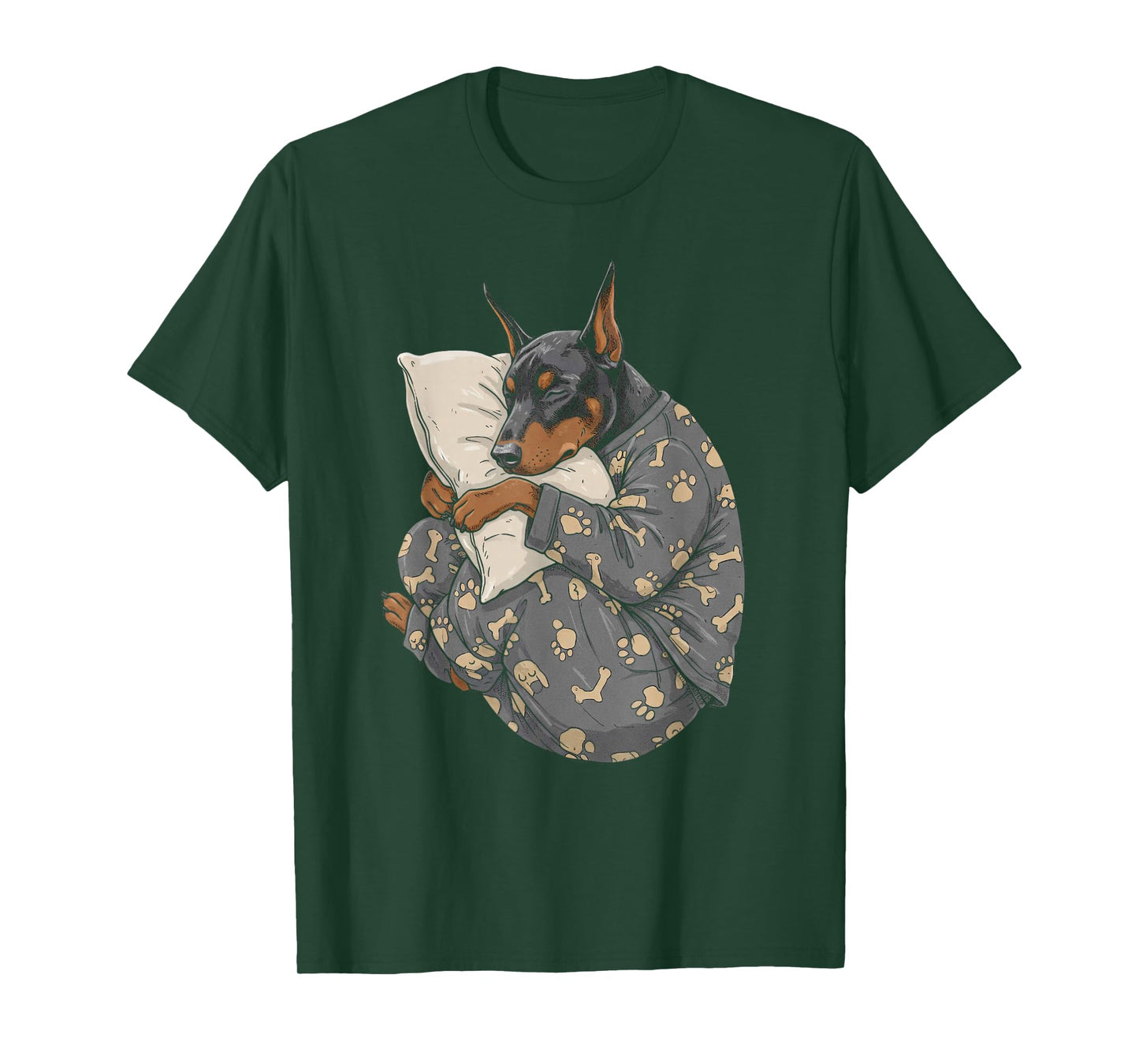Funny Sleepy Doberman Pinscher Pajama Men Women Kids Dobie T-Shirt