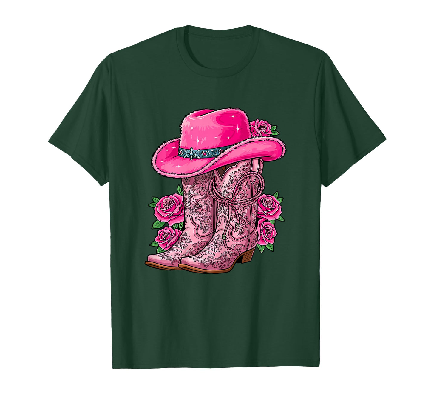 Cowgirl Boots and Hat Roses Western Rodeo Country T-Shirt