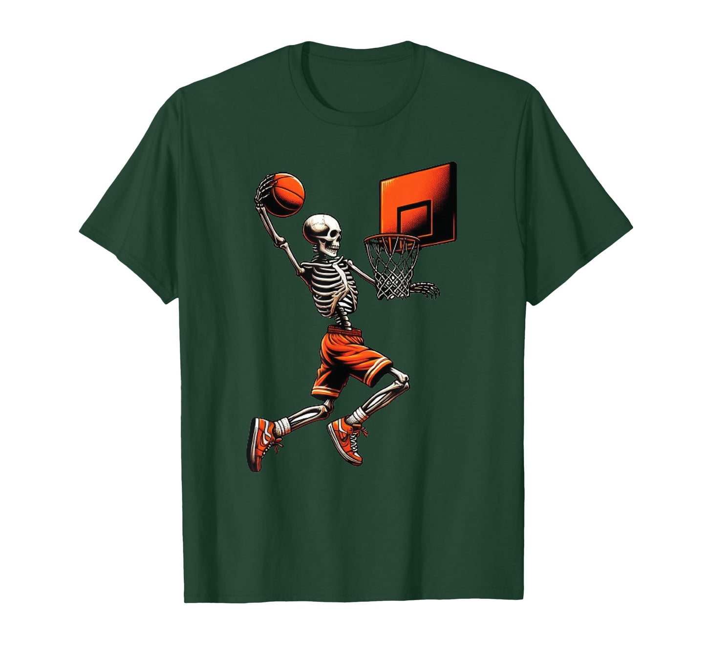 Skeleton Basketball Player Dunking Hoop Halloween Vintage T-Shirt