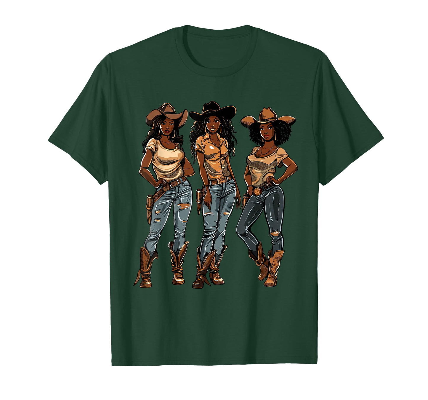 Black African American Cowgirl Western Country Texas Rodeo T-Shirt