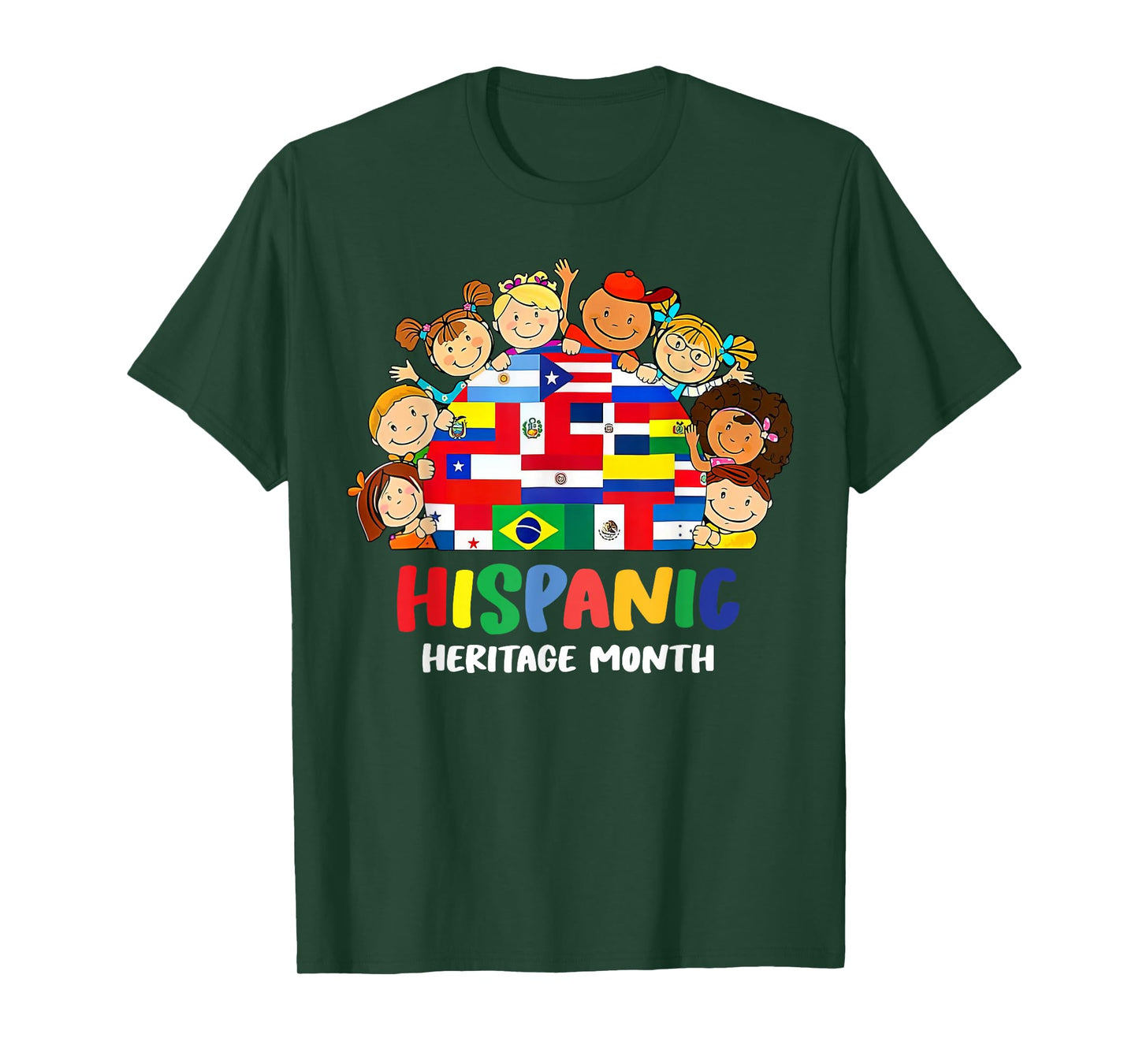 Kids National Hispanic Heritage Month Children Latin Flags T-Shirt