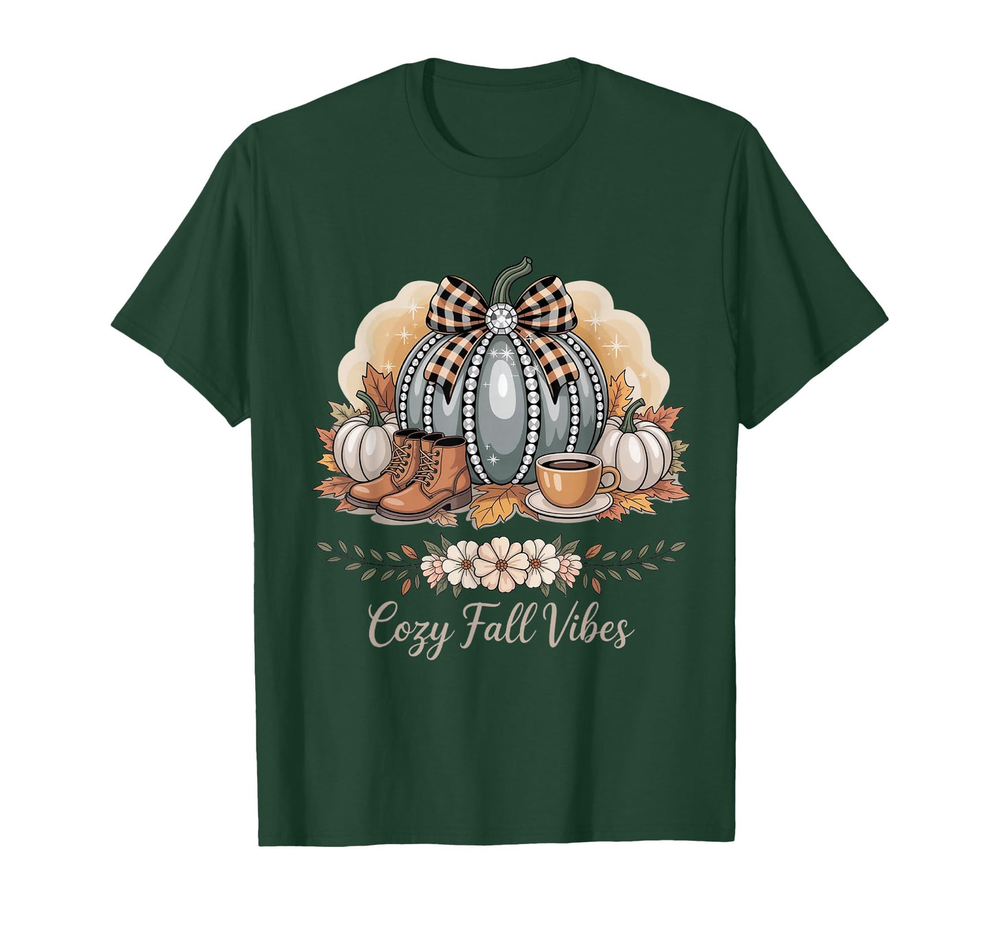 Cozy Fall Vibes Autumn Pumpkin Season Thanksgiving Women T-Shirt