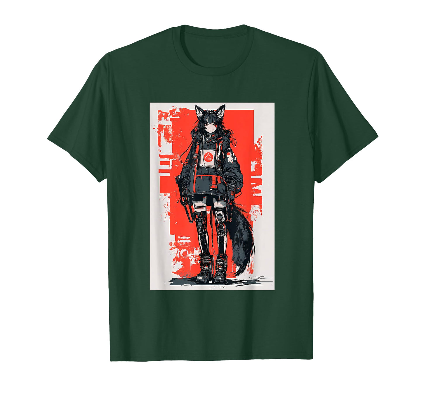 Anime Manga Cyberpunk Aesthetic Techwear Harajuku Kitsune T-Shirt