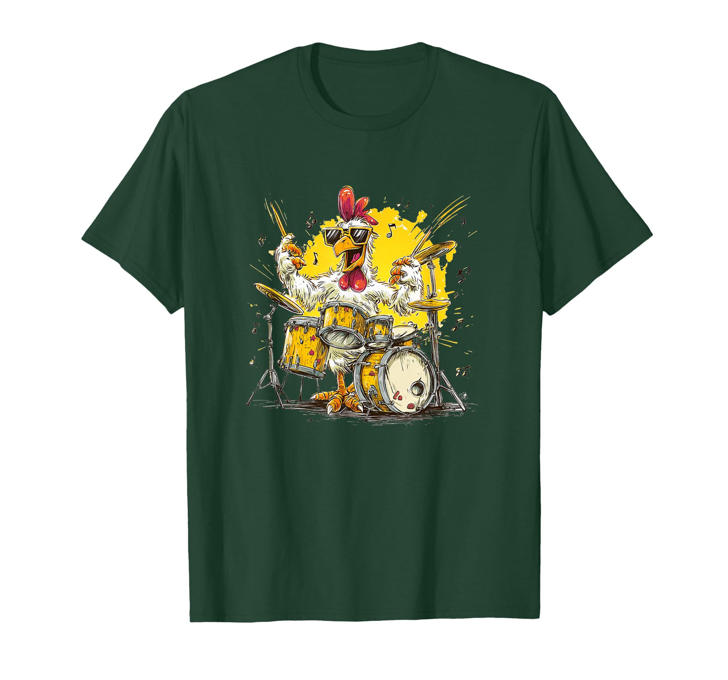 Cool Musician Chicken Loves Drums for Rock'n Roll Lovers T-Shirt