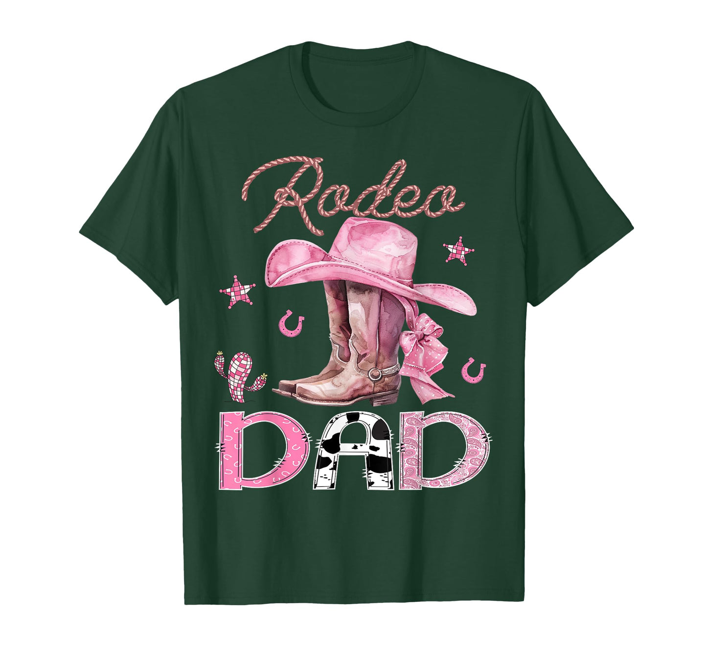 Rodeo Dad Pink Boots Coquette CowGirl Birthday Party T-Shirt
