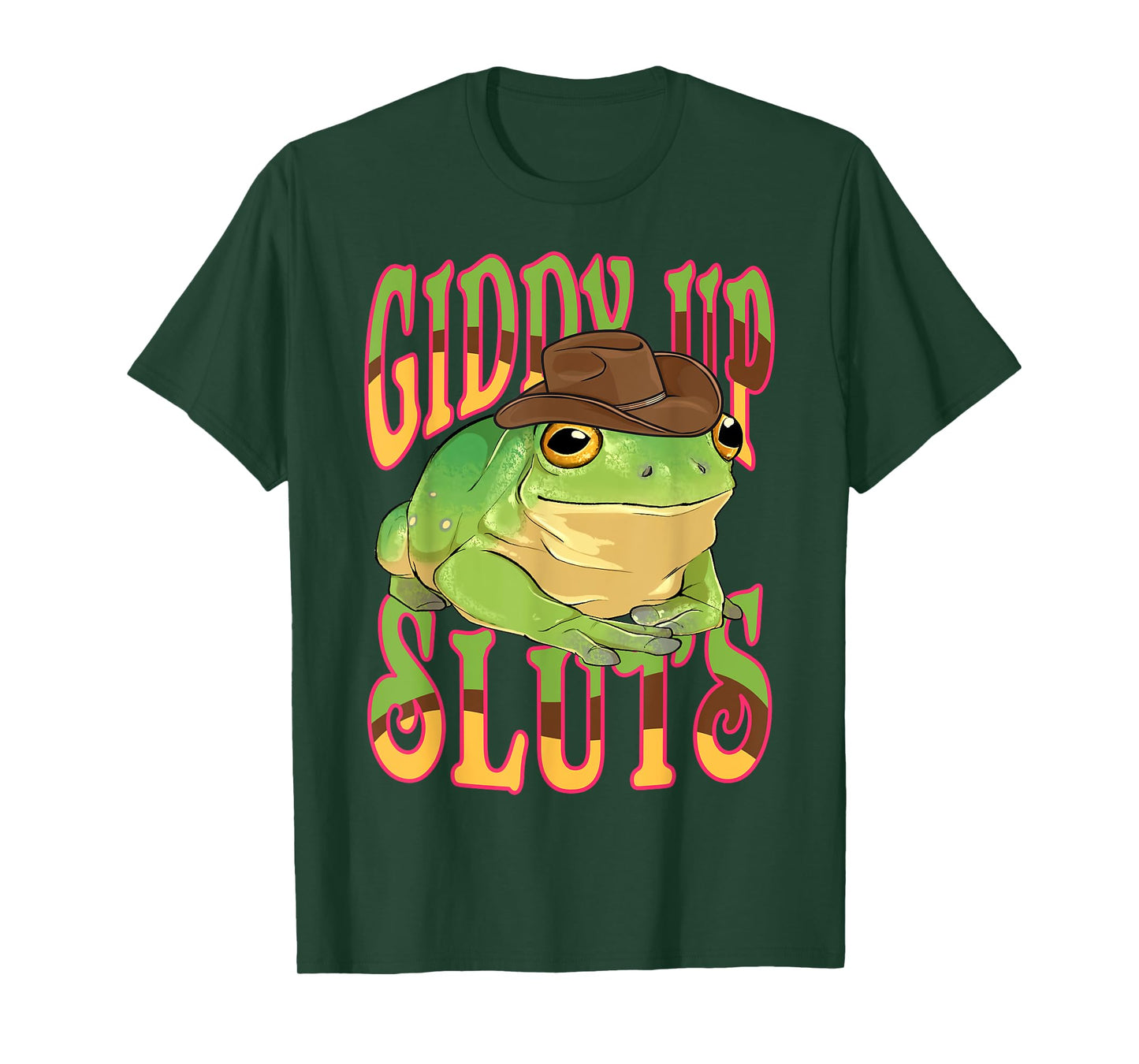 Giddy Up Sluts Funny Western Ranch Cowgirl Rodeo Frog T-Shirt