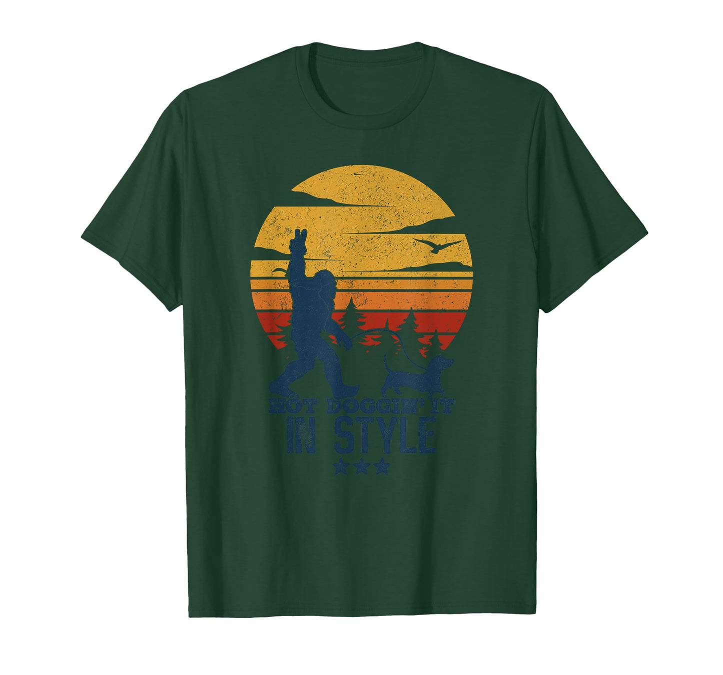 Funny Dachshund Weiner Dog In Style With BigFoot Wiener Joke T-Shirt