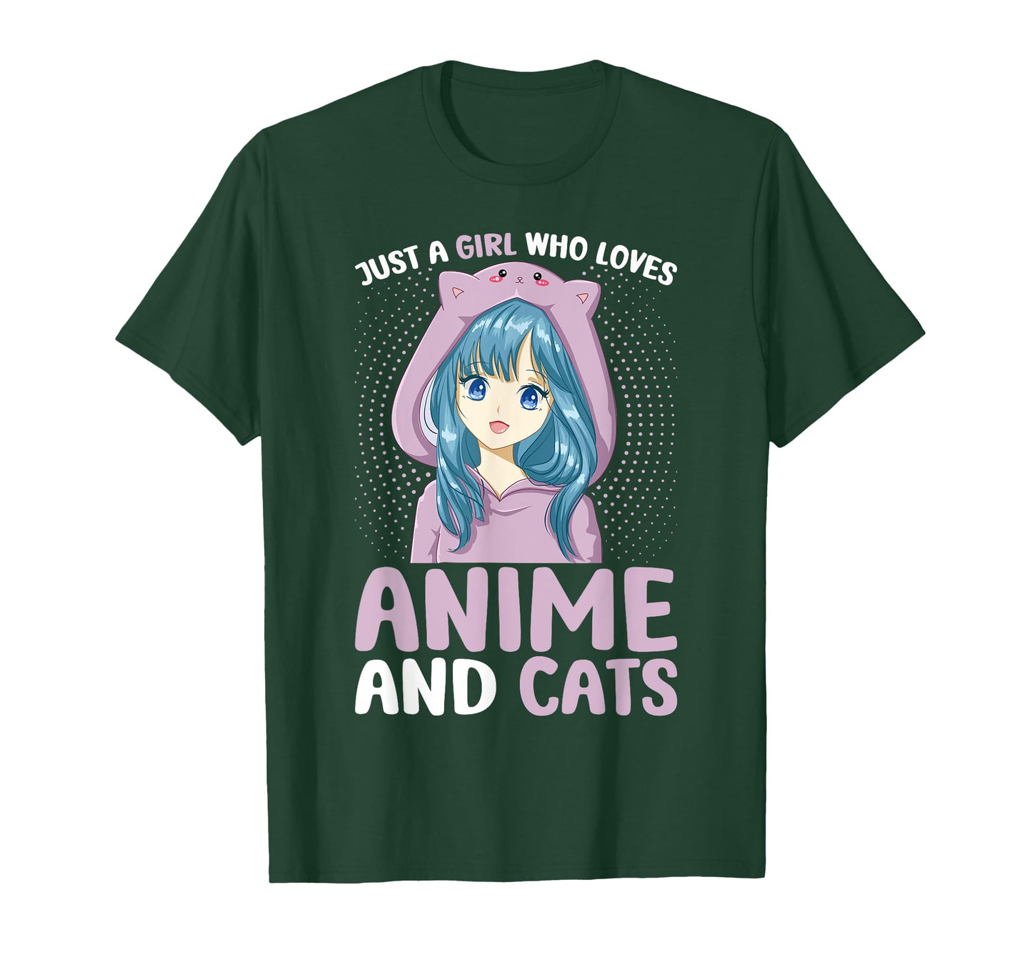 Just a Girl Who Loves Anime and Cats Women Teen Girls T-Shirt