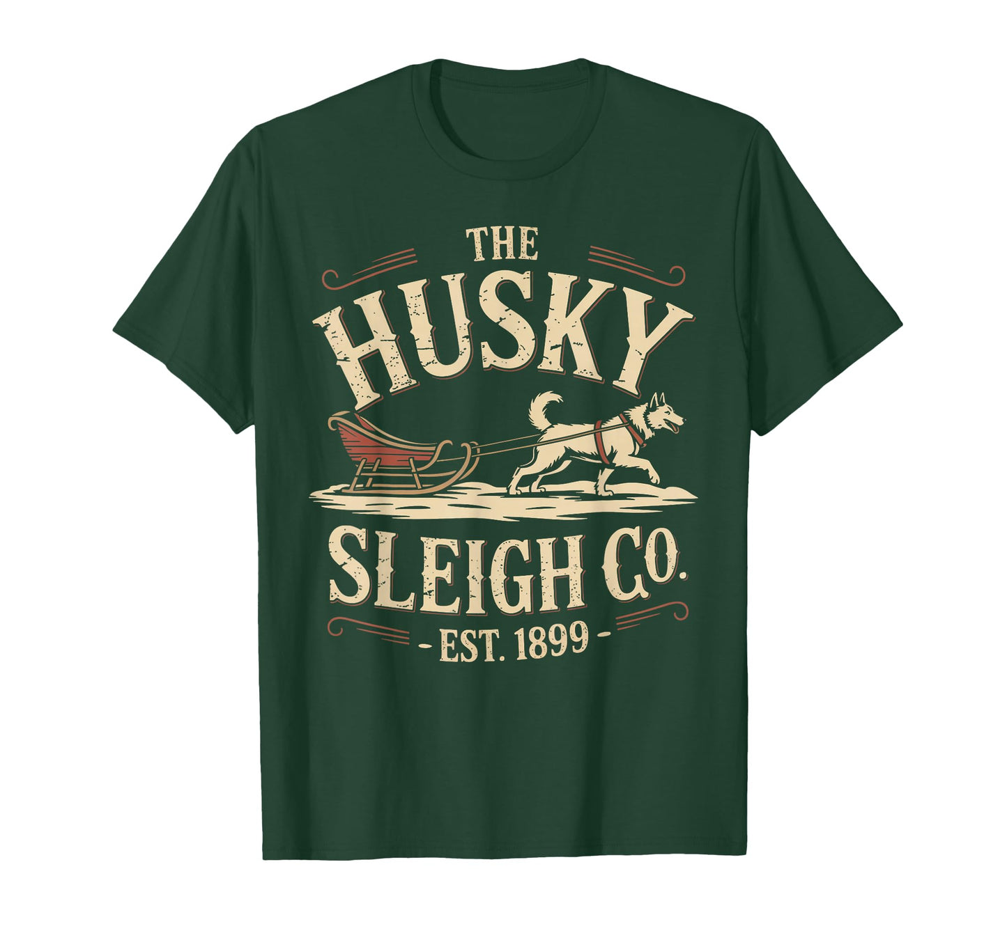 Retro Husky Sleigh Co - Vintage Dog Christmas T-Shirt