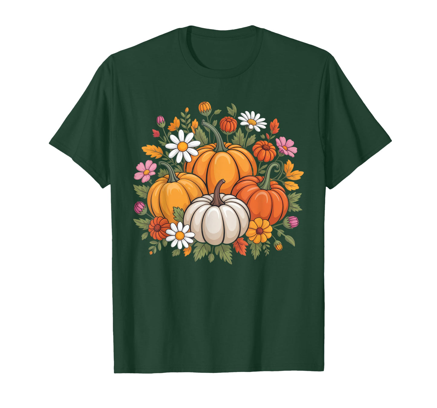Autumn Harvest Pumpkins Floral Art for Nature Lovers T-Shirt