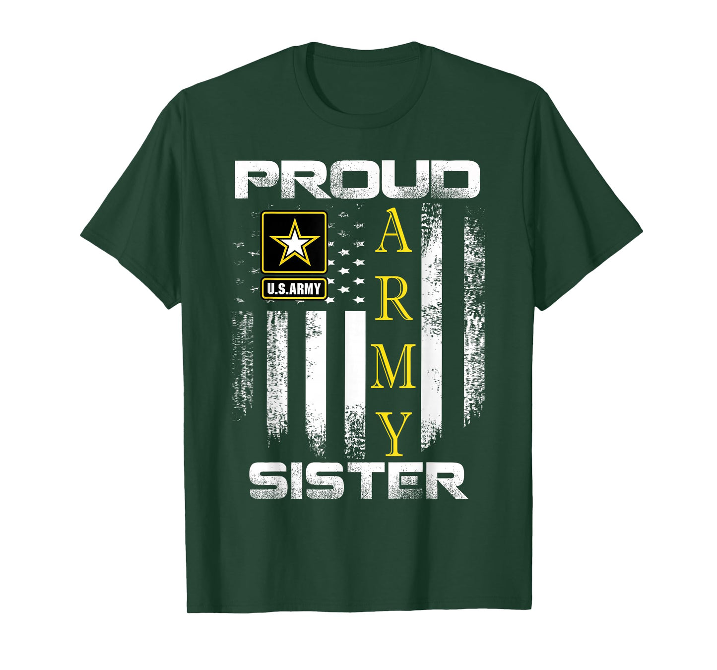 Vintage Proud Army Sister with American Flag Gift T-Shirt