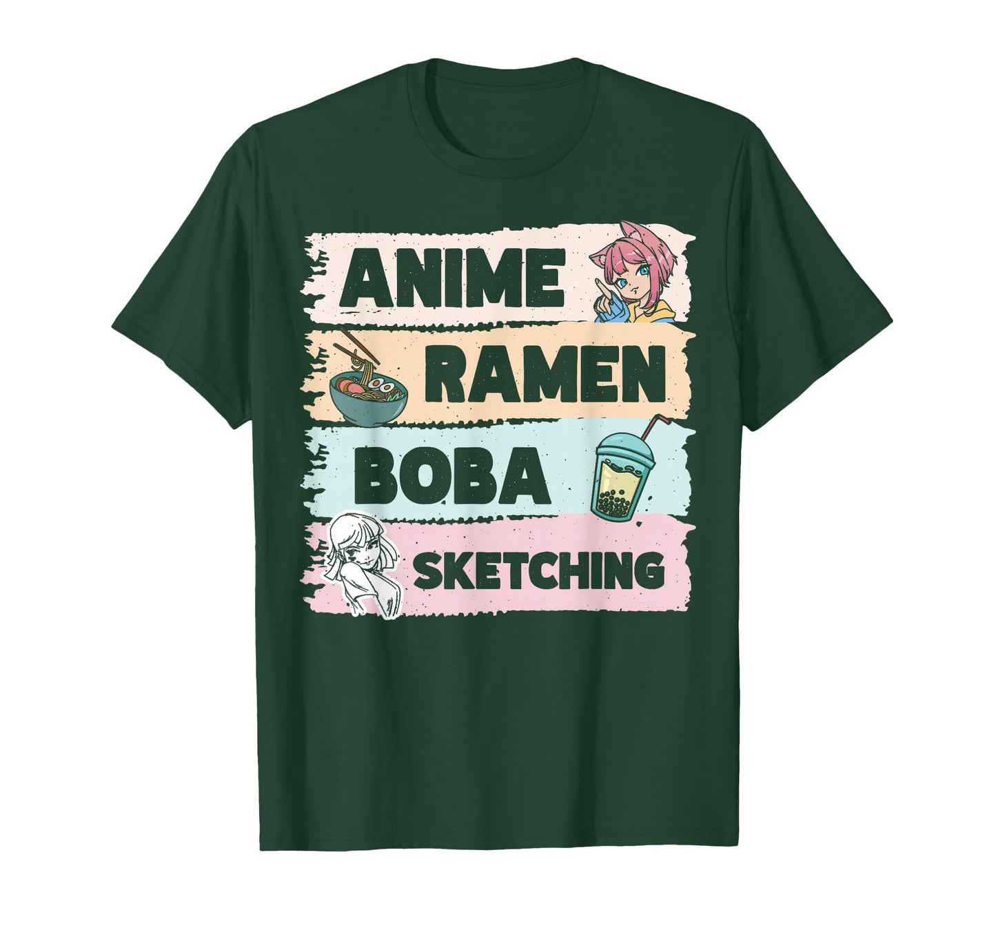 Japanese Manga Otaku Sketch Artist Bubble Tea Anime Ramen Boba Sketching T-Shirt