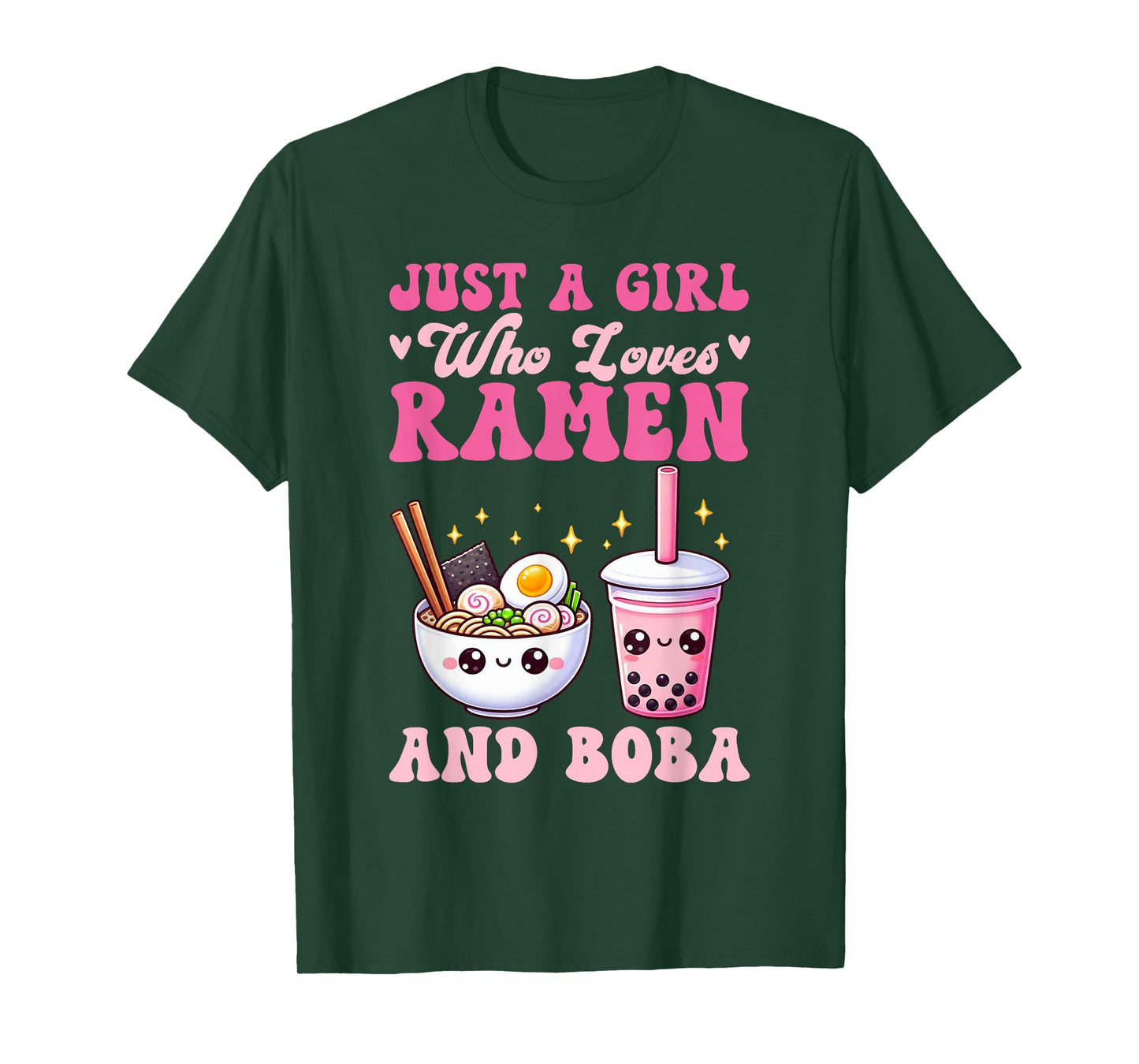 Just A Girl Who Loves Ramen And Boba Tea Bubble Tea Noodle T-Shirt