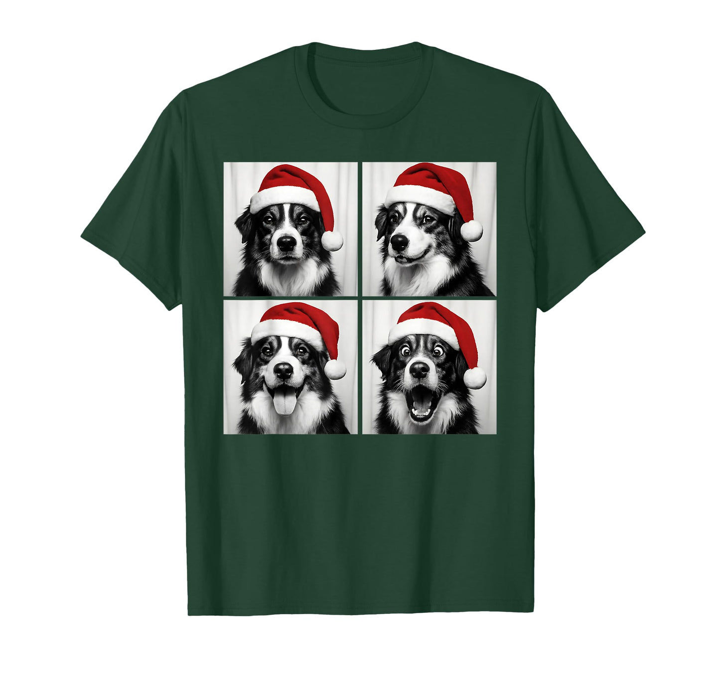 Funny Christmas Australian Shepherd Santa Photo Booth T-Shirt