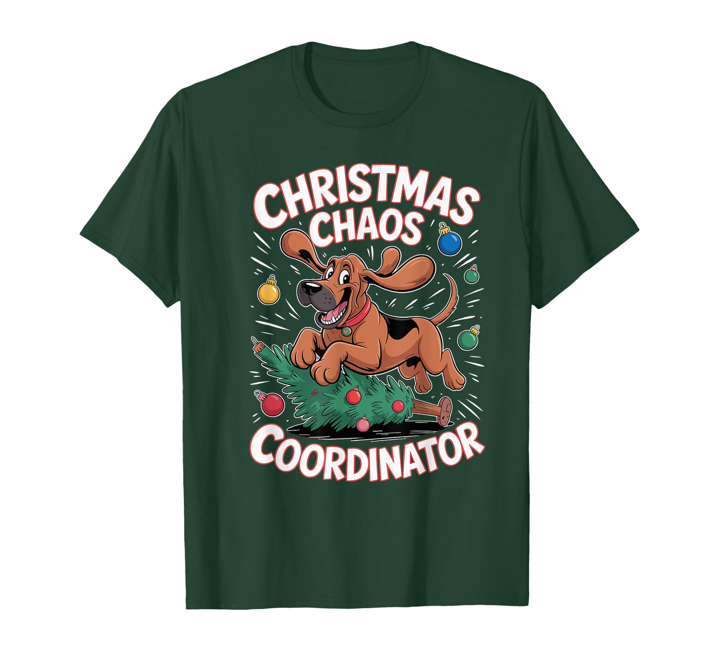 Christmas Chaos Coordinator Xmas Puppy Funny Bloodhound T-Shirt