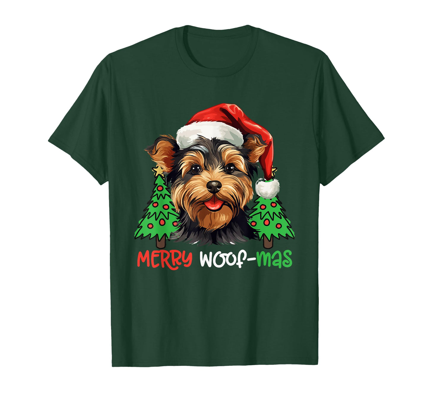 Yorkshire Terrier Yorkie Merry Woof-mas Christmas X-mas T-Shirt