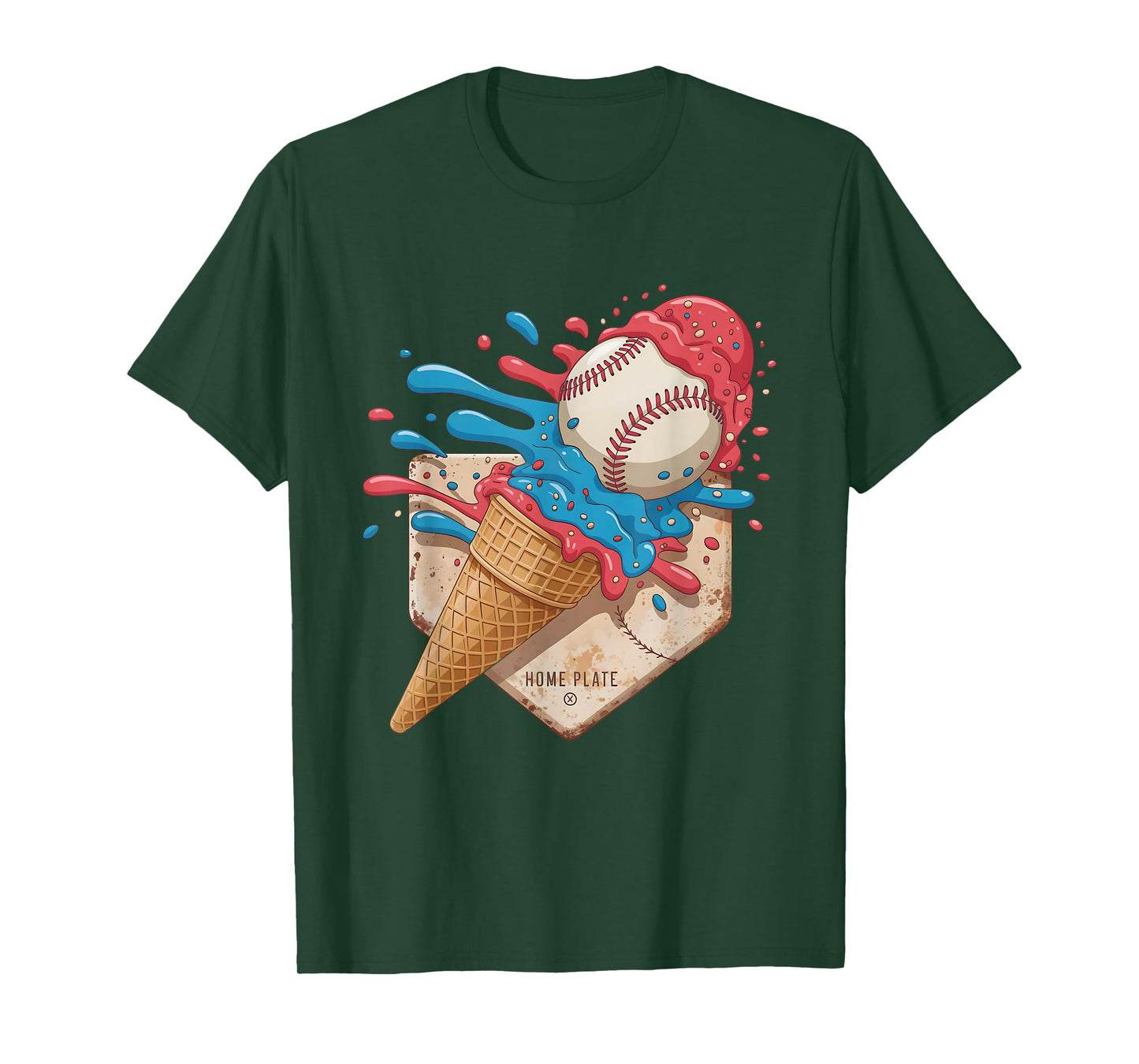 Baseball Home Plate Ice Cream Drip Youth Boys T-Shirt