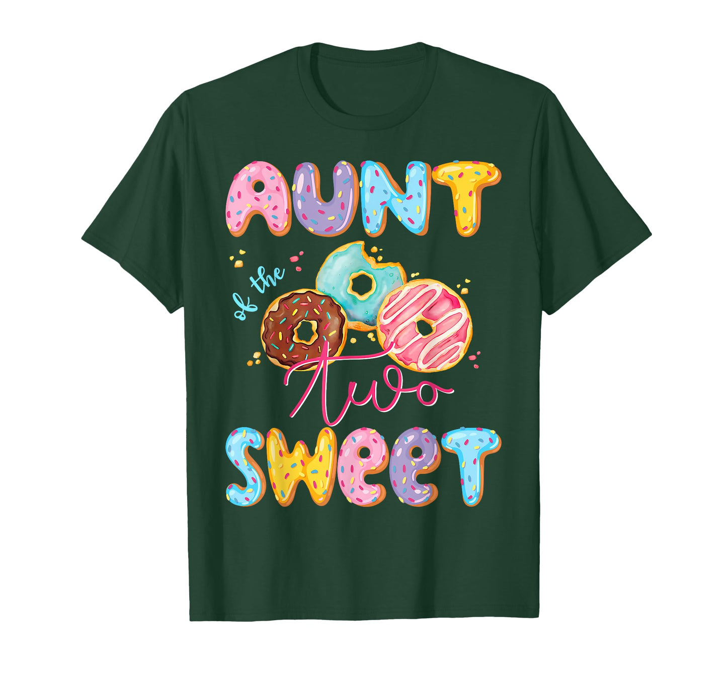Aunt Of The Two Sweet Donut Matching 2Nd Birthday Girl T-Shirt