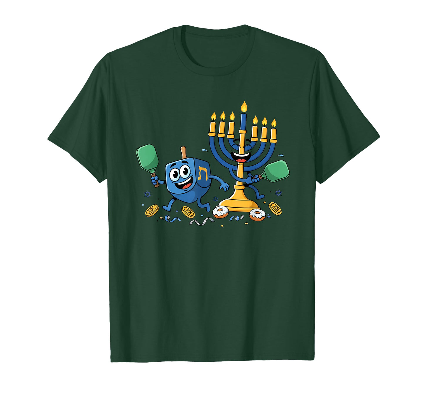 Funny Pickleball Dreidel Menorah Hanukkah Kids Womens Mens T-Shirt