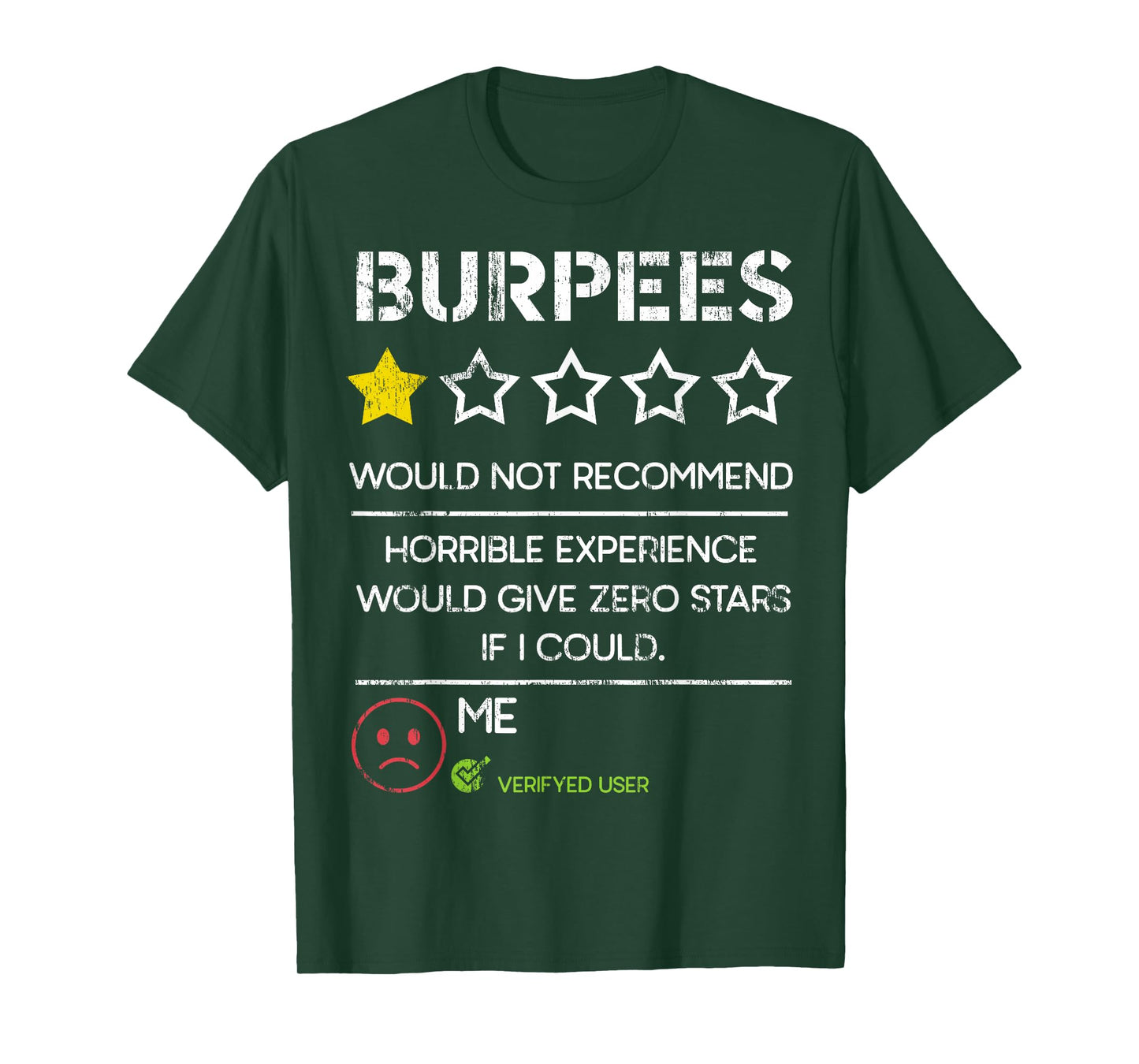 Burpees Would Not Recommend Zero Stars Funny Gym Humor T-Shirt