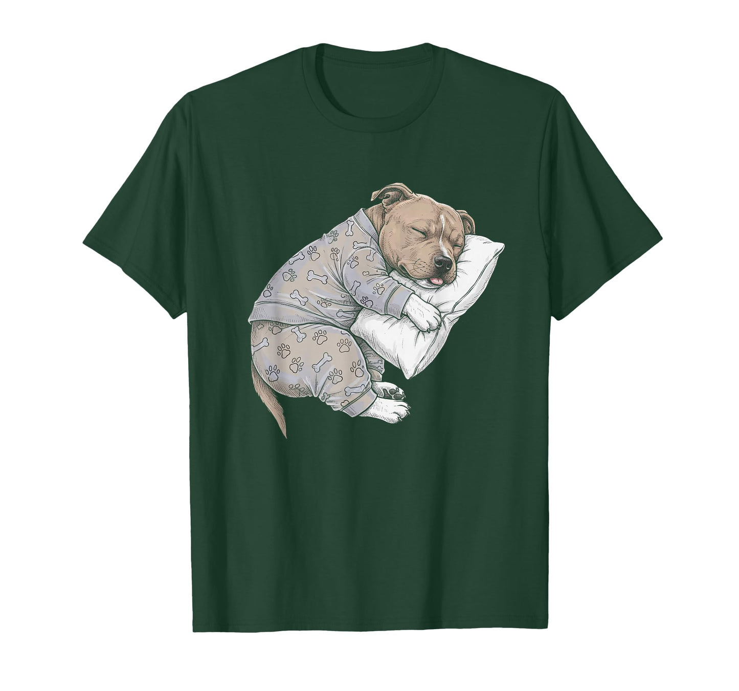 Funny Sleepy Staffordshire Bull Terrier Pajama Adults Kids T-Shirt