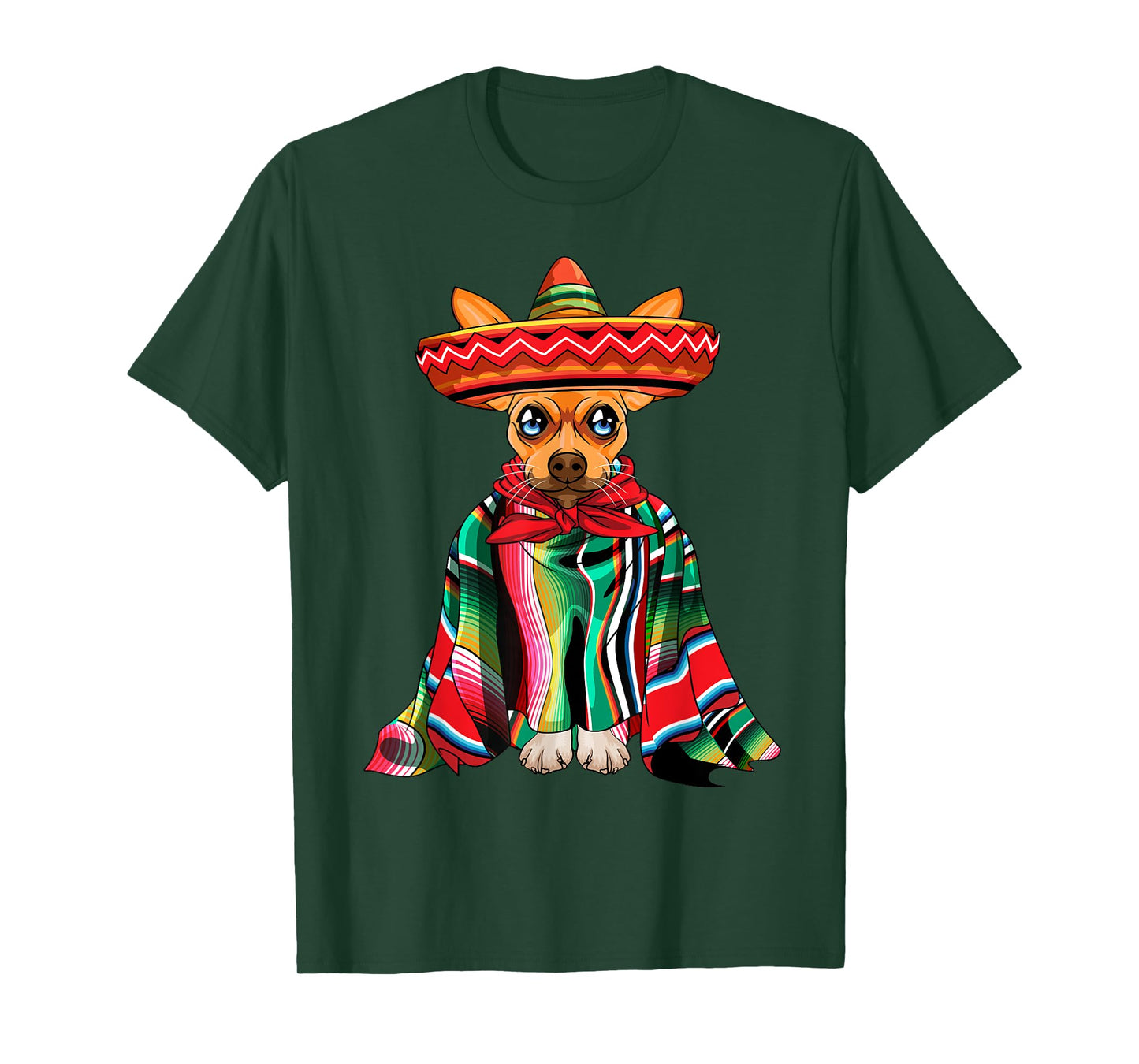 Cinco De Mayo Chihuahua Dog Wearing Poncho And Sombrero T-Shirt for Men Women Kids