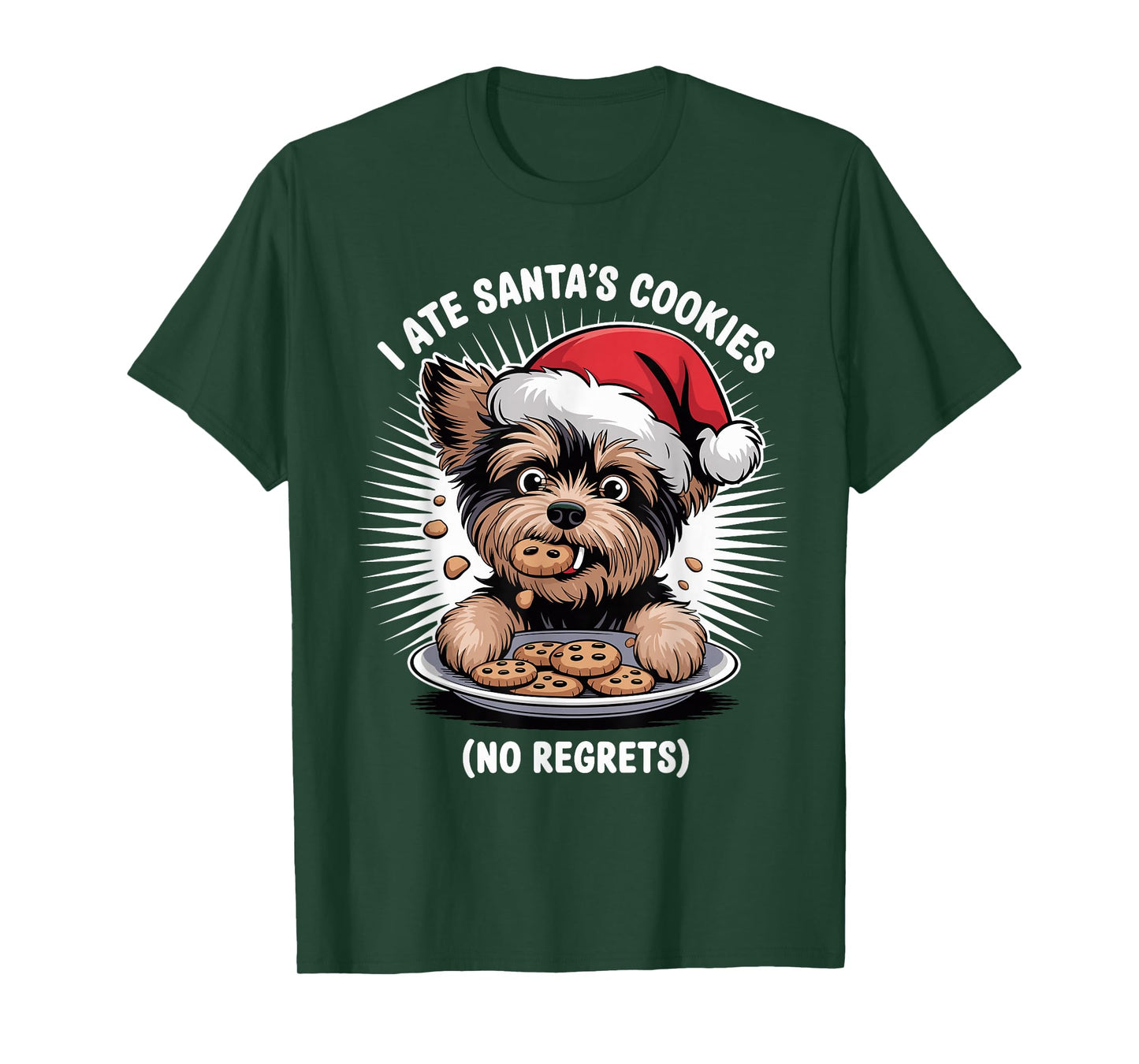 I Ate Santas Cookies Xmas Puppy Funny Christmas Yorkiepoo T-Shirt