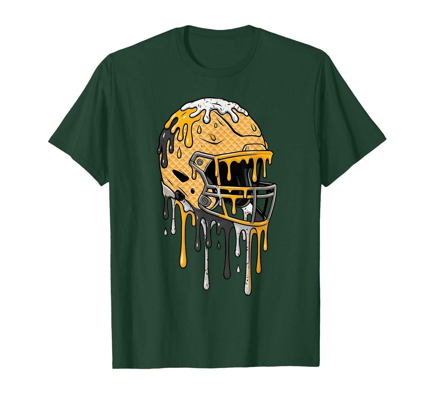 Football Helmet Black and Gold Ice Cream Drip Boys Kids T-Shirt