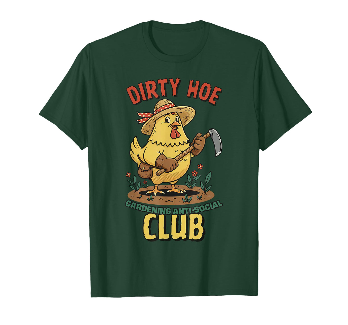 Dirty Hoe Gardening Social Club Retro 1940s Country Chicken T-Shirt