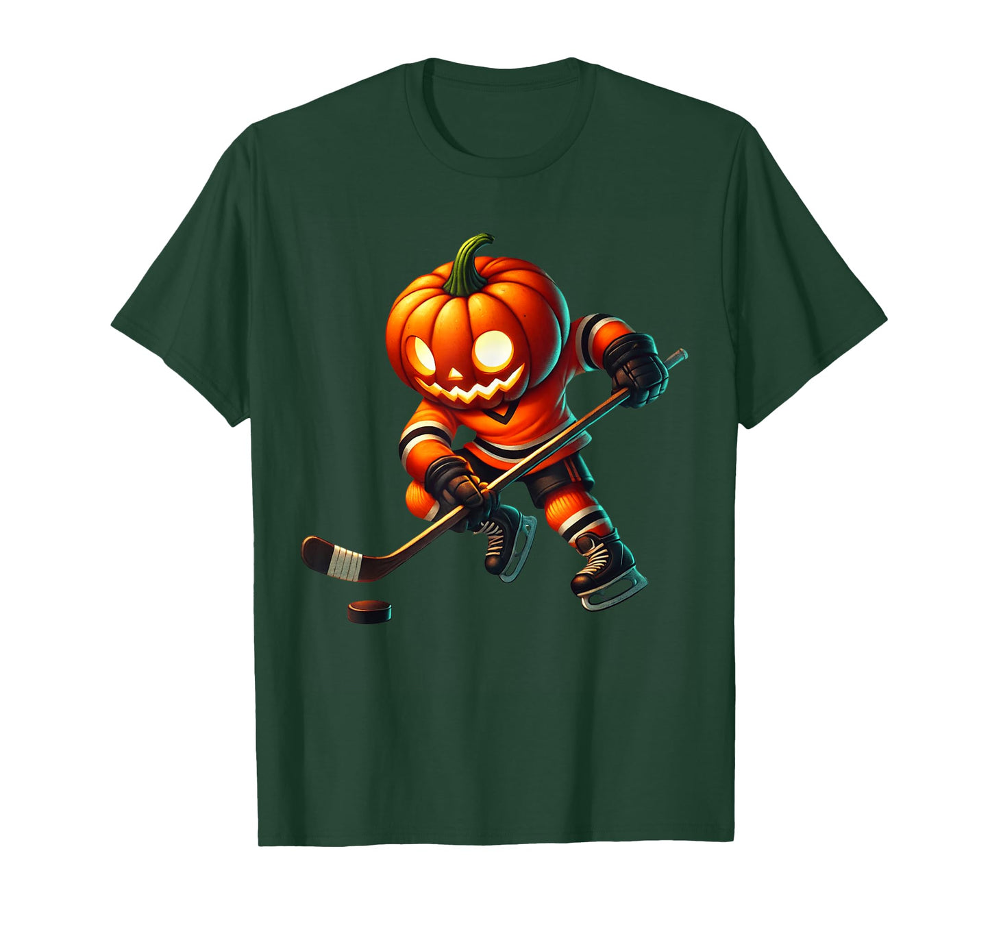 Ice Hockey Pumpkin Face Halloween Costume Men Boys Kids T-Shirt