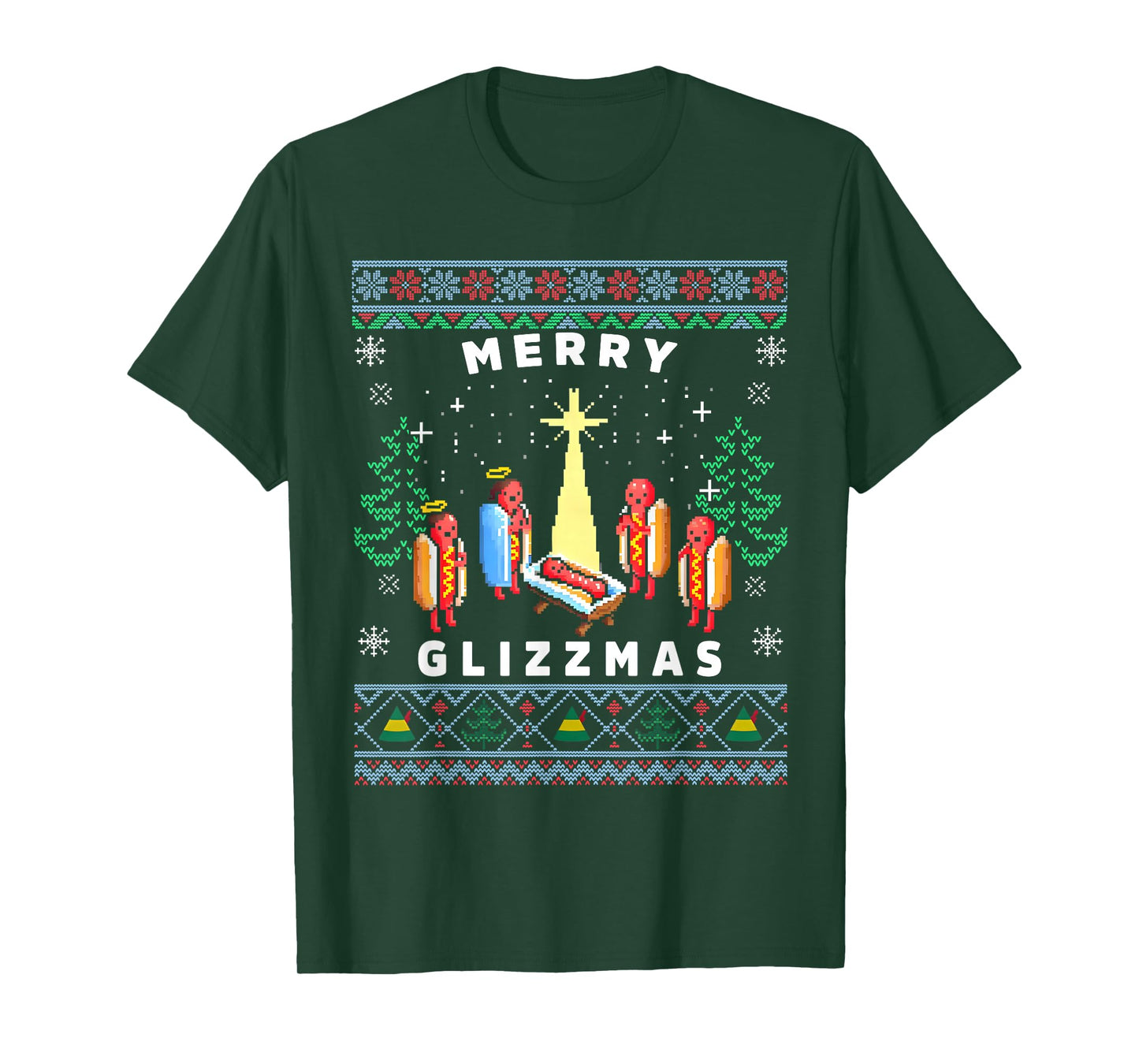 Merry Glizzmas Funny Ugly Christmas Sweater Glizzy Hotdog T-Shirt