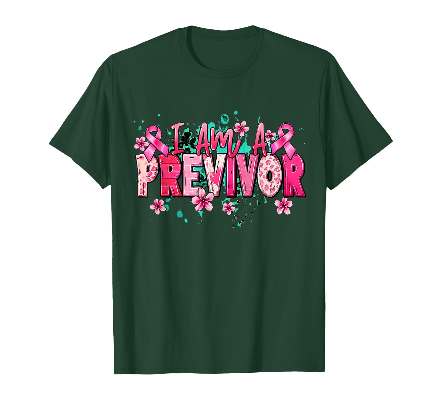 I Am A Previvor Pink Ribbon Breast Cancer Awareness Warrior T-Shirt